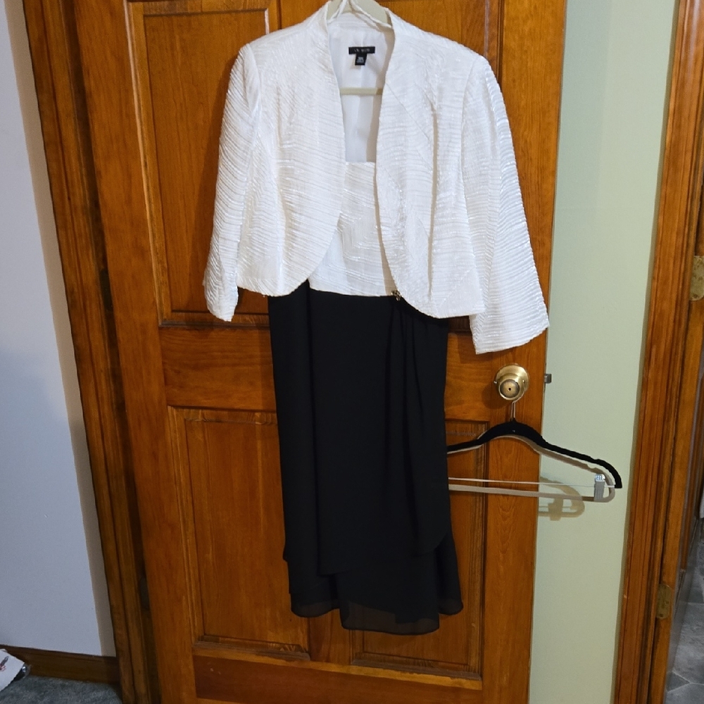 Elegant Black and White Dress with Jacket